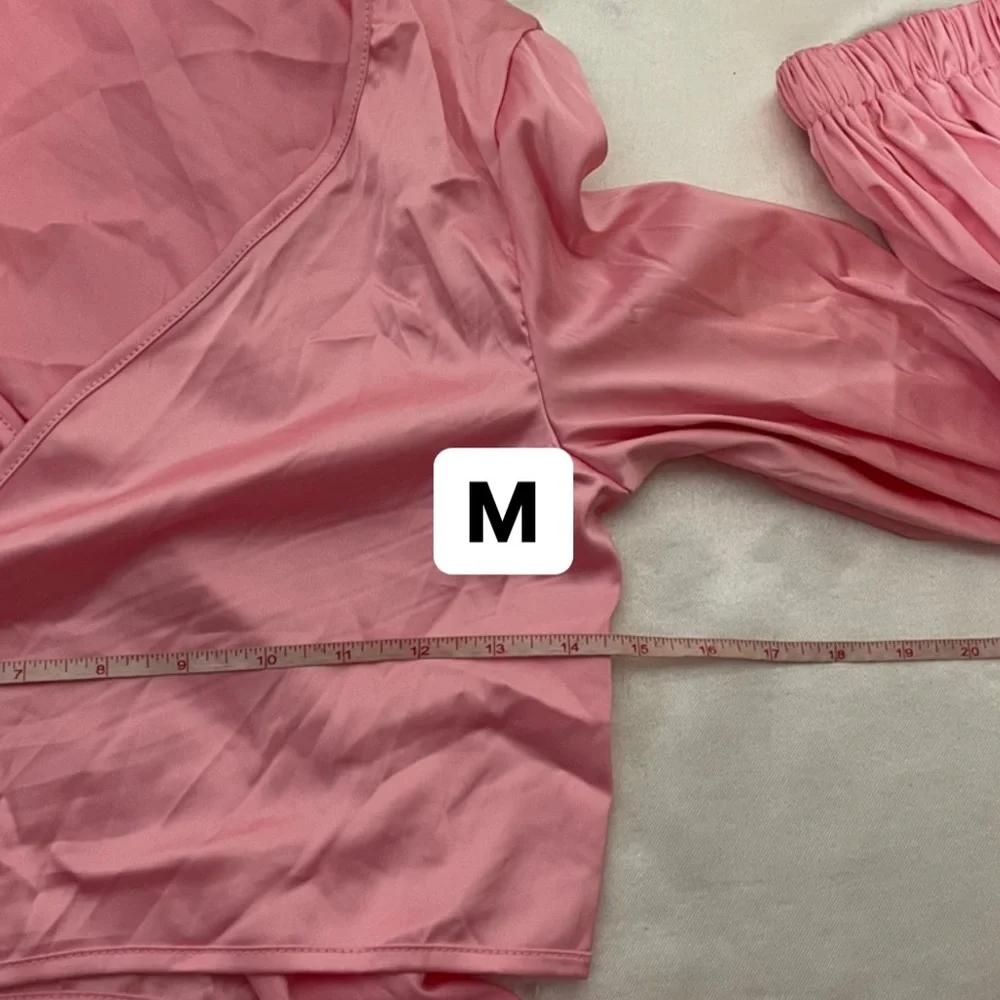 NEW two pieces set pink crop top shorts summer womens M;L - Picture 7 of 16